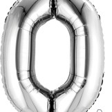Balónek fóliový narozeniny číslo 0 stříbrný 86cm